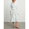 thumbnail image 2 of Gupgi Women Plush Bathrobe Winter Pajama Kimono Floral Print Fleece Long Robe Loungewear Spa Night Robe with Pockets, 2 of 9