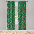 thumbnail image 4 of Ambesonne Tropical Window Curtains, Exotic Parrot Pomegranate, Each 28" W x 63" L, Jade Green and Multicolor, 4 of 4
