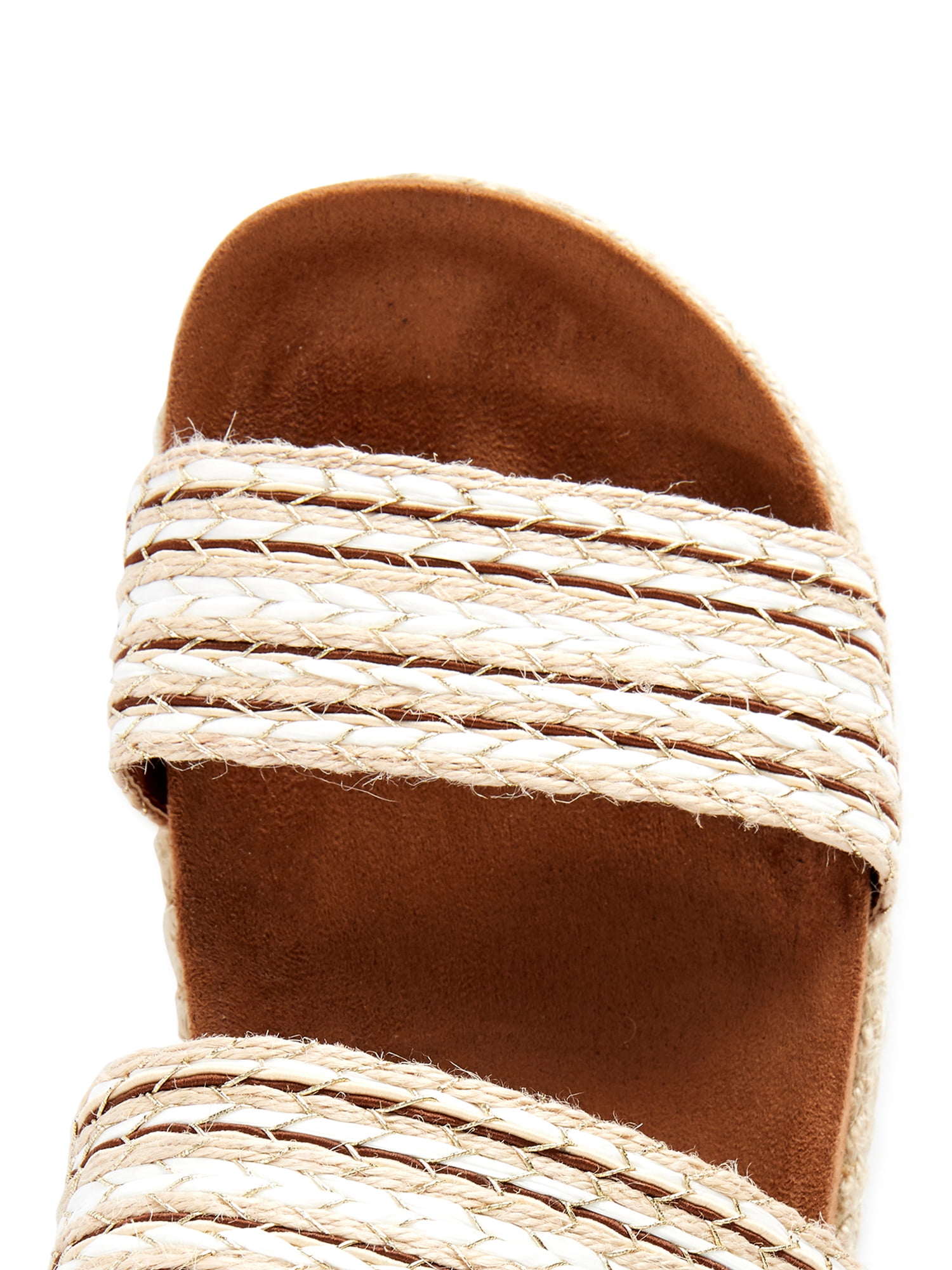 Time and Tru Women's Raffia Two-Band Slide Sandals