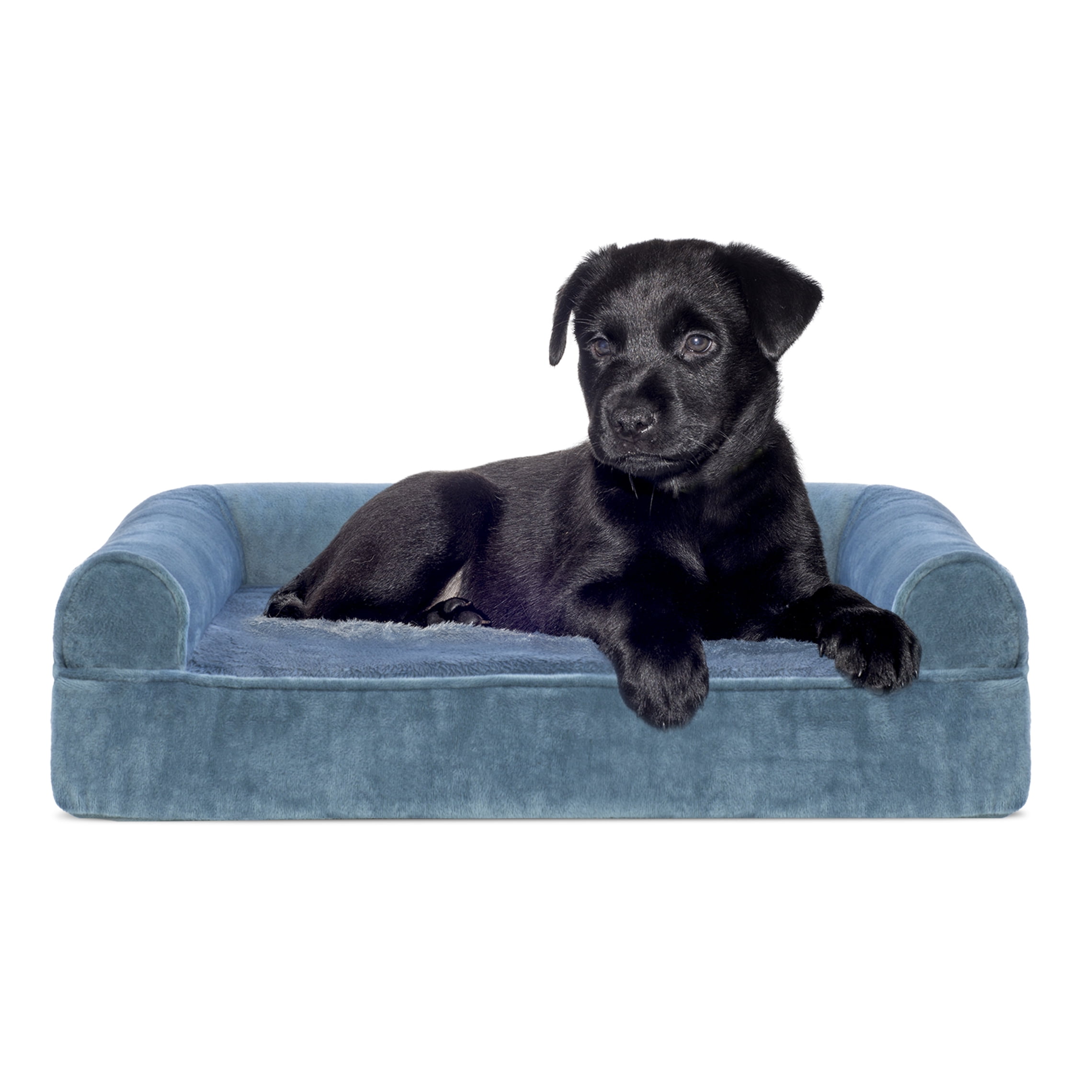 FurHaven Pet Dog Bed Memory Foam Faux Fur & Velvet Couch SofaStyle Pet Bed for Dogs & Cats