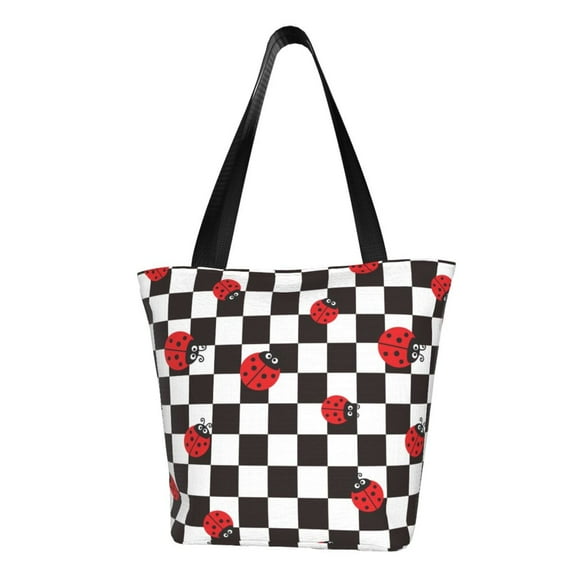 Easygdp Ladybugs Of Black And White Checkers Shoulder Bags for Women,Crossbody Bags Shoulder Purse Handbag for Women