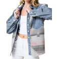 thumbnail image 1 of HSHDLDF Veste en Denim Aztèque pour Femmes, Col à Revers, Manches Longues, Vintage, Boutonnée, 1 of 6