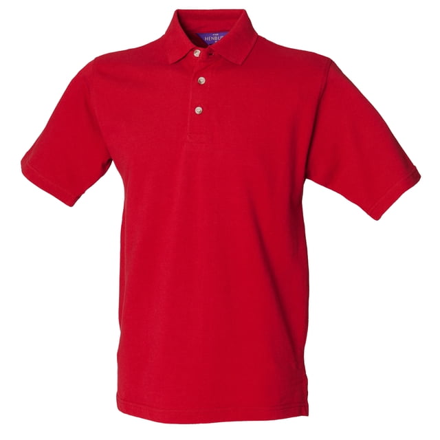 Henbury - Polo Clásico de manga corta con cuello levantado Modelo Stand Up Collar para hombre/caballero - Verano/ Vacaciones/Deporte (Rojo vintage)