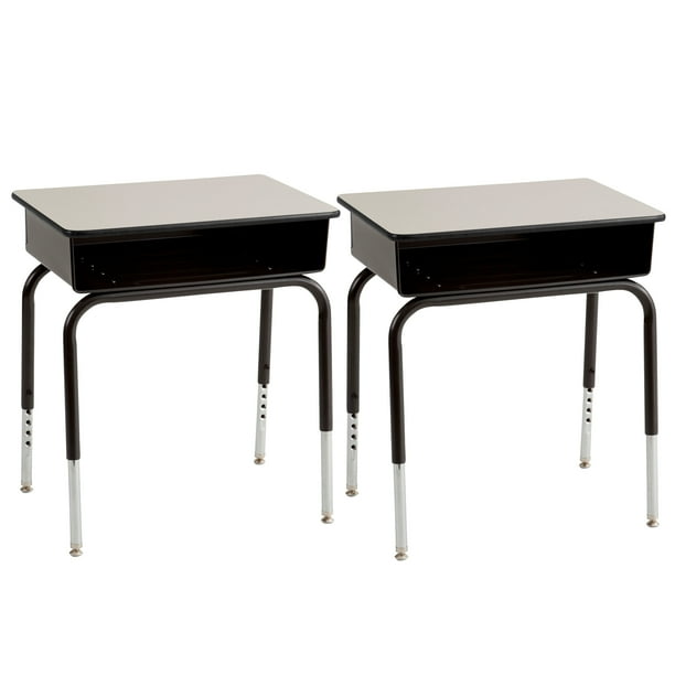 Open Front Kids Desk With Metal Book Box Grey Black Walmart