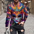 thumbnail image 1 of TIMIFIS Mardi Gras Chemises à Manches Longues pour Hommes Mode Carnaval Imprimé Col Rond Sim T-Shirt Tops de Fête, 1 of 5