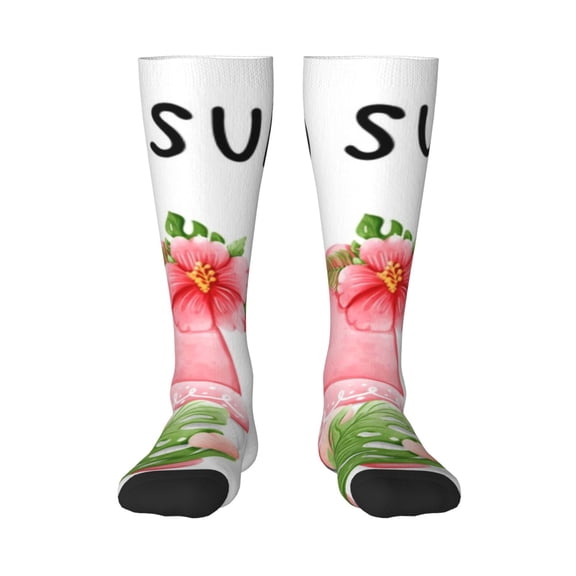 Logiee Hello Summer Gnome Print Gift Stocking Stuffers,Adult Stockings,Novelty Socks,Funny Socks Birthday Running Walking Sleeping