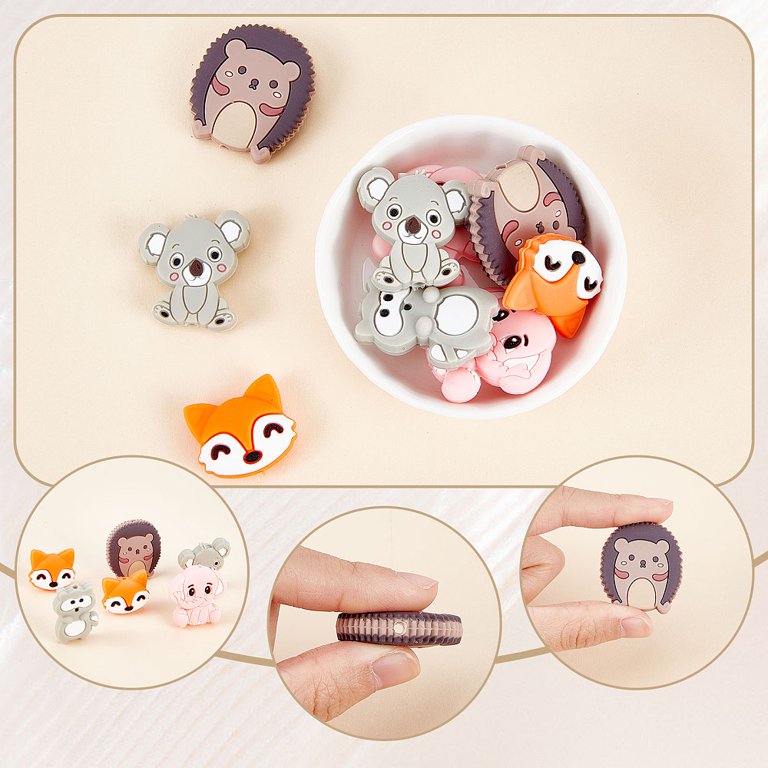 10-Piece Animal Silicone Beads - Cute Elephant DIY Craft Beads For Keychains & Accessories