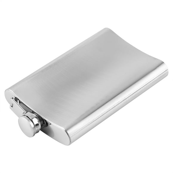 Frasco De Alcohol De Bolsillo De Acero Inoxidable, Ligero Y Portátil, Para Whisky, Licor, Vino, Alcohol, Plata, De 8oz