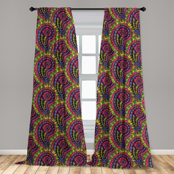 Traditional Curtains 2 Panels Set Eastern Fl Vibrant Boho Paisley Mandala Iranian Folk Culture Pattern Window Ds For Living Room Bedroom 56 W X 63 L Multicolor By Ambesonne Com Traditional Curtains 2 Panels Set, Pier One Curtains Paisley