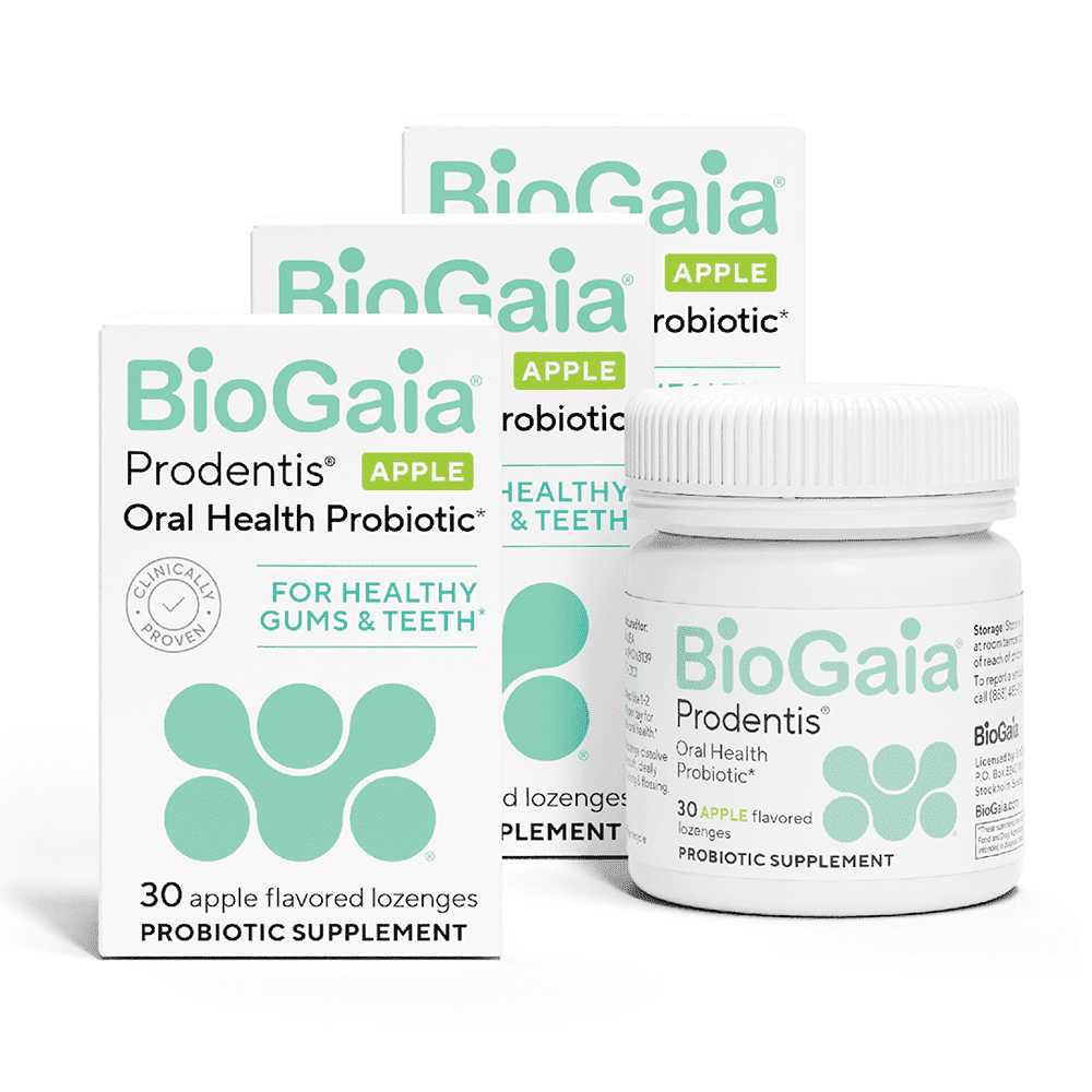 BioGaia Prodentis 3-Pack Bundle | Oral Probiotics | Promotes Healthy Gums & Teeth | Defends Against Bad Breath & Dental Problems | Improves Oral Health | Apple Flavored Dental Probiotic Lozenge
