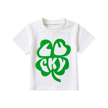 

Toddler Boys Girls Short Sleeve T Shirt Tops Outwear White Green Fashion Grass Prints Summer Boys Organic Sleeveless T Shirt