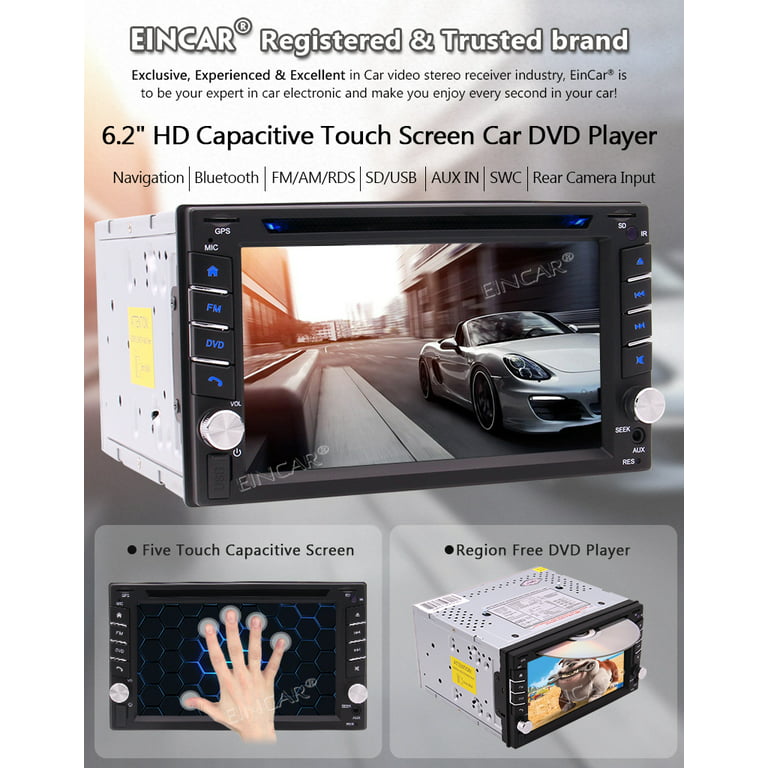 Car Stereo In-Dash GPS Navigation Double Din 6.2 Inch HD 800*480 Cpacitive Screen Radio Head Unit DVD/CD Player Support 1080P Video Built-in Bluetooth Wireless Remote - Walmart.com