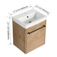 thumbnail image 4 of Tcbosik Floating Vanity Sink Combo, 18" Wall Mounted Vanity Cabinet with Towel Hanger & Soft Close Door for Small Space Bathroom Washroom, Light Oak, 4 of 10