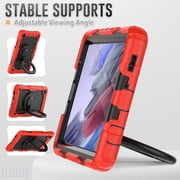 Samsung Galaxy Tab A7 Lite Heavy Case 8.7 Inch 2022 SM-T200/T205/T207 with Built-in Screen Protector, Dteck 3 in 1 Shockproof Bumper Full Body Drop Protection with 360? Ring Holder,Red+Black