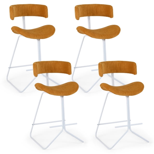 Costway Counter Height Stools Set of 4 with Curved Back, Padded Seat, Metal Legs, Footrest