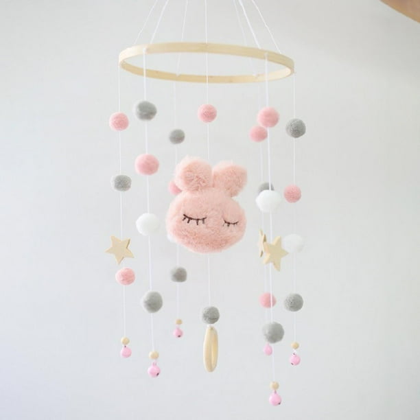 Baby Mobile Rattle Newborn Mobile Wind Chime Rattle toy children kids Crib Mobile , Rosado Hugo Sonajero móvil para cuna