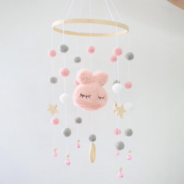Baby Mobile Rattle Newborn Mobile Wind Chime Rattle toy children kids Crib Mobile , Rosado Hugo Sonajero móvil para cuna