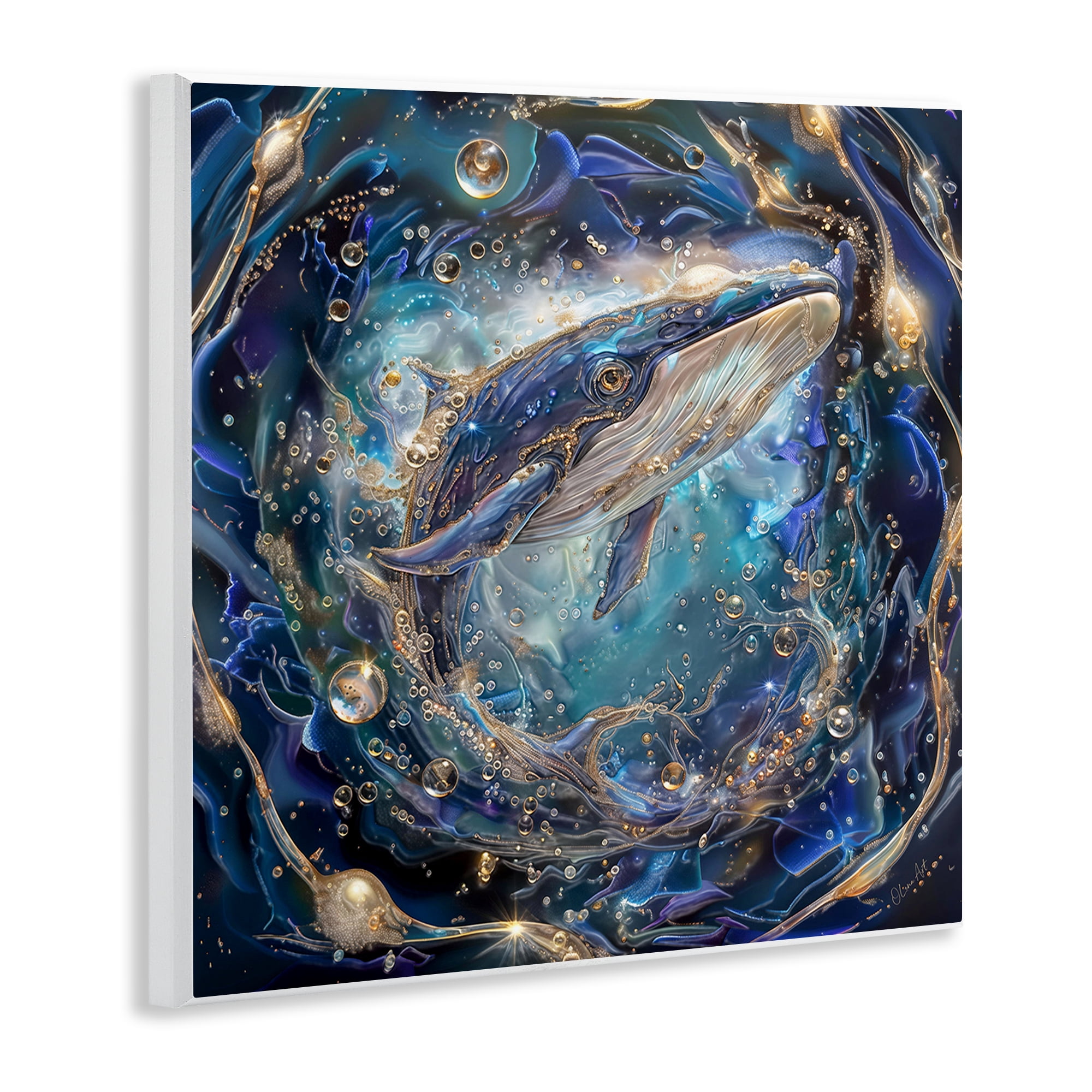 Stupell Industries Echoes Of Abyss Whale Animals & Insects Painting Unframed Art Print Wall Art, 12 x 12