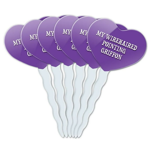 Wirehaired Pointing Griffon Heart Love Cupcake Picks Toppers - Set of 6