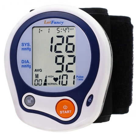 LotFancy Wrist Blood Pressure Monitor - Automatic Digital BP Machine for Home Use,  Portable Case , Large LCD Display, WHO Indicator, 60 (Best Bp Machine For Home Use In India)