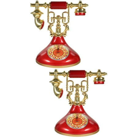 2 PCS Alarm Clock Powered Vintage Rotary Phone Clocks Retro Student