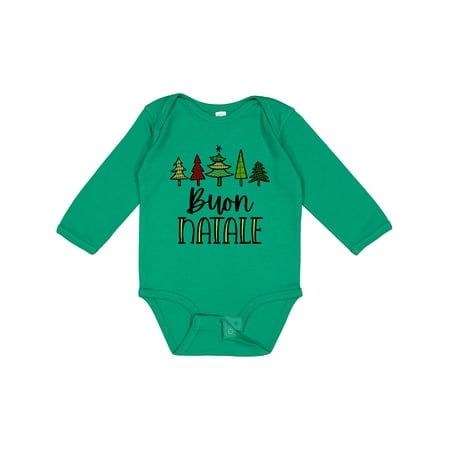 

Inktastic Buon Natale Festive Christmas Trees Gift Baby Boy or Baby Girl Long Sleeve Bodysuit