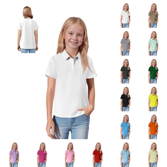OIOLOYJM Girls Polo Shirts Short Casual Sleeve School Uniform Going Out Button Up Collared Tops White 3-4 Year