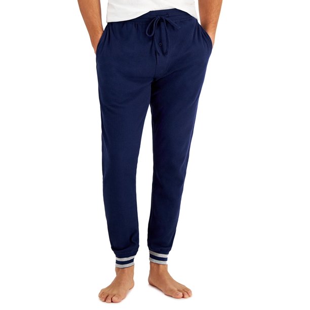 Hanes Men's Waffle Knit Sleep Jogger Pant Navy, Large