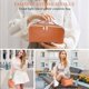 thumbnail image 3 of Bolsa de cosméticos de viaje de gran capacidad: bolsa de cosméticos, organizador portátil de cuero impermeable para mujer con asa y divisor, bolsa plana (marrón), 3 of 5