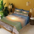 thumbnail image 3 of Ambesonne Seascape Fitted & Top Sheet Set with Shams, Sandy Beach Waves Sunset, Multicolor, 3 of 5