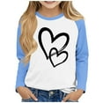 thumbnail image 2 of 5-15 Years Scoop Neck Long Sleeve Tops for Girls Loose Fit T-shirts Casual Spring Layer Trendy Basic Tees Light Blue 9-10 Years, 2 of 5