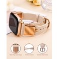 thumbnail image 4 of Wearlizer Leather Watch Band Compatible with Apple Watch Bands 38/40/41/42/44/45/46/49mm Women Metal Ring Loop Strap for Iwatch Series 11/10/9/8/7/6/5/4/3/SE/Ultra, 4 of 6