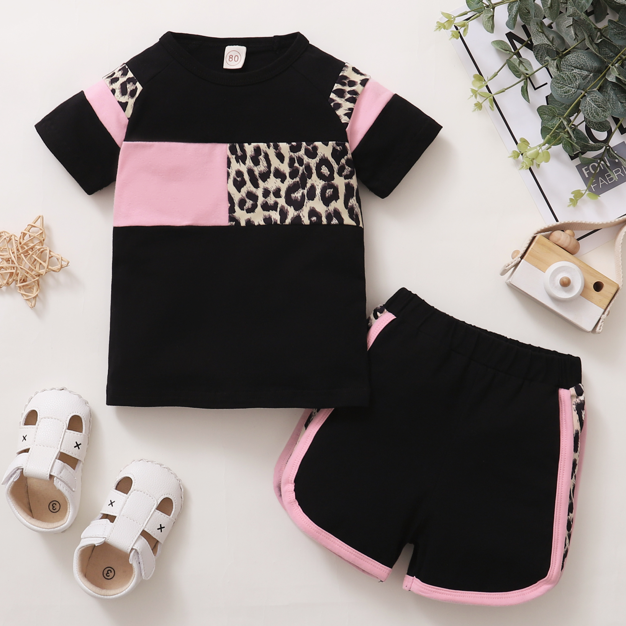3T Girls Clothes Kids Girl Summer Outfit Leopard Shirt Shorts Set Little Girl Clothing Toddler Girl Outfit 2-3T Girls Clothes Black - image 5 of 7