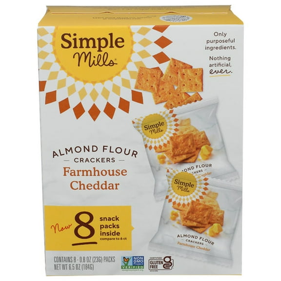 (Pack of 4) Simple Mills Cracker Snack Pack Cheddar 6.5 Oz