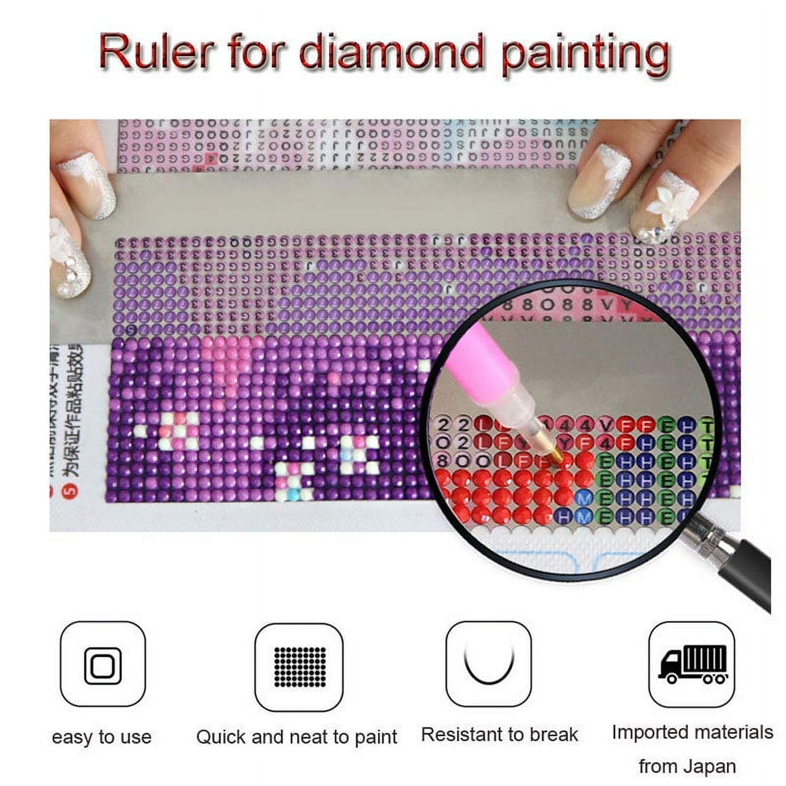 3 Pieces Diamond Painting Ruler Stainless Steel Diamond Mesh Ruler, 3  Styles of 599, 520 and 699 Blank Grids With 2 Pieces Diamond 