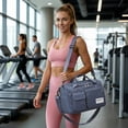 thumbnail image 6 of WANDF Gym Bag for Women Men with 2 Front Pockets,30L Travel Duffle Bag with Shoe and Wet Compartment, Adjustable Strap Water-Resistant Weekender Carry On Bags,Sports Fitness Bag(Blue), 6 of 8