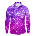 thumbnail image 3 of Mens Shirts Carnival Print Stylish Plus Size Lapel Long Sleeve Button Down Top Party Casual Comfortable Loose Shirt for Men Purple S, 3 of 4
