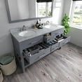 thumbnail image 3 of Caroline Estate 60" Double Bath Vanity in Gray with White Marble Top and Round Sinks with Matching Mirror, 3 of 6