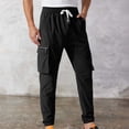 thumbnail image 2 of OSOLU Solid Color Summer Fall Men's Pockets Work Pants Fashion Sports Sweatpants Pants Loose Casual Pants Running Fitness Small Leg Pants Trousers Daily Relaxed Fit Breathable Bottoms, 2 of 9