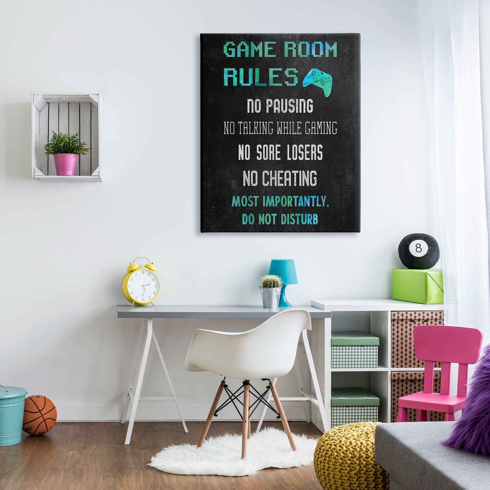 Stupell Industries Vintage Game Room Rules Art for Kids Painting Gallery Wrapped Canvas Art Print Wall Art, 36 x 48