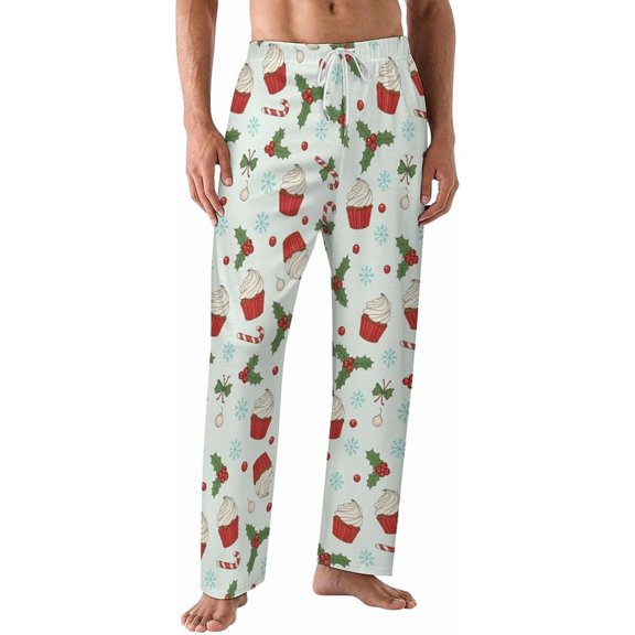 PRIYAL Pajamas Pants For Men Christmas Mouse Holly Pajama Bottoms Sleepwear Pj Pants