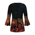 thumbnail image 4 of Tejiojio 2024 Fall Tunic Tops Women Fashion Printed Casual V-Neck 3/4 Sleeve Loose T-Shirt Blouse Tops Plus Size Cotton Womens Mexican Floral Print Blouses/Tops, 4 of 5