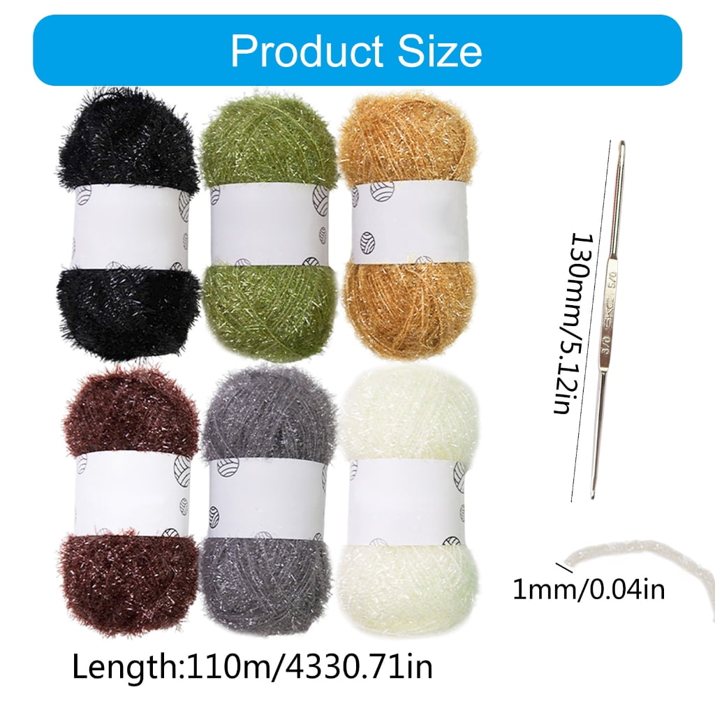 PatungKu Sparkles Dish Scrubby Yarn Crochet Yarn with Hook Polyester Yarn Crochet Yarn