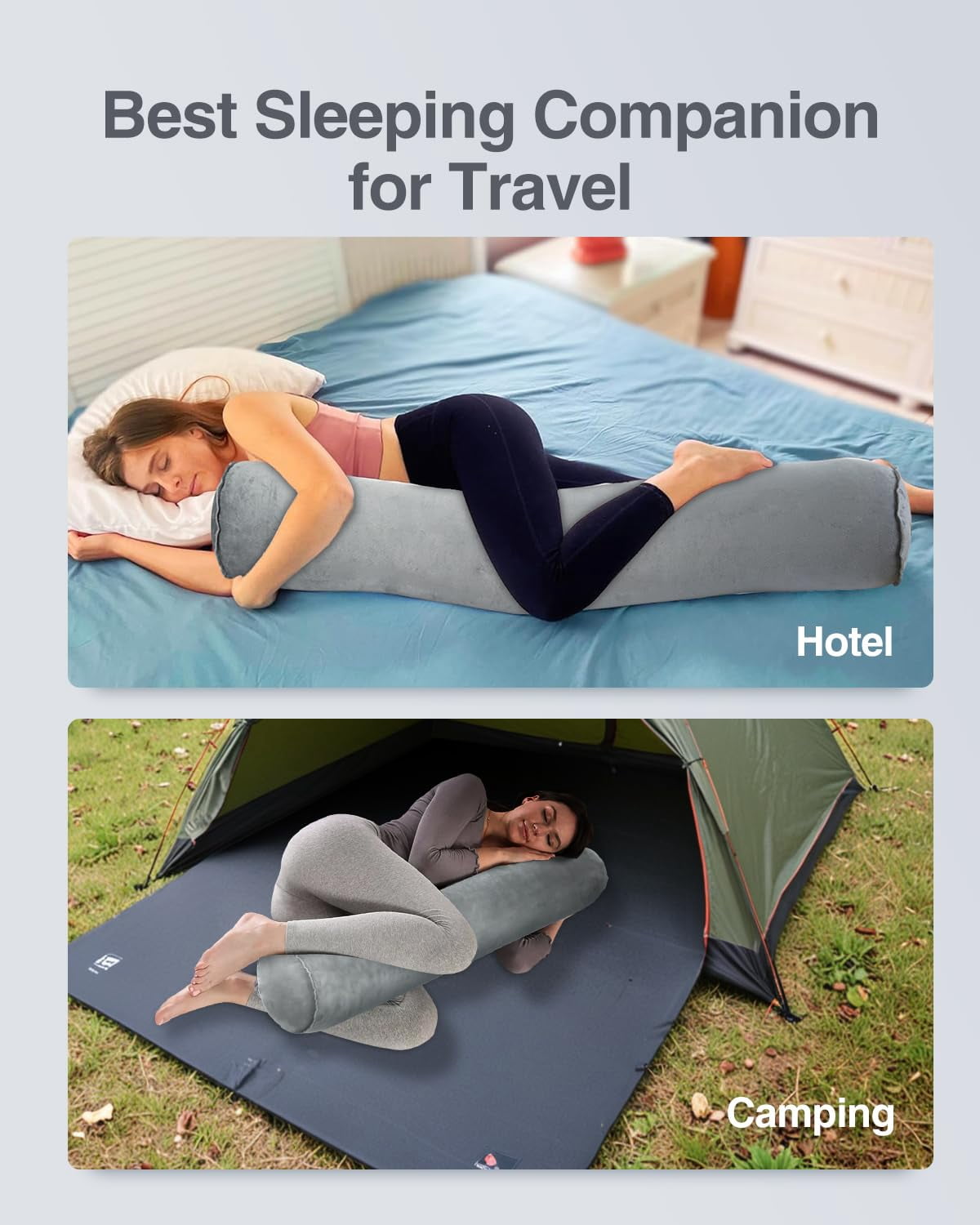 Inflatable Body Pillow For Adults  Travel Pillows Side Sleeper 47inch Long Round Bolster Camping Cylinder Hugging Sleeping Leg Etc.