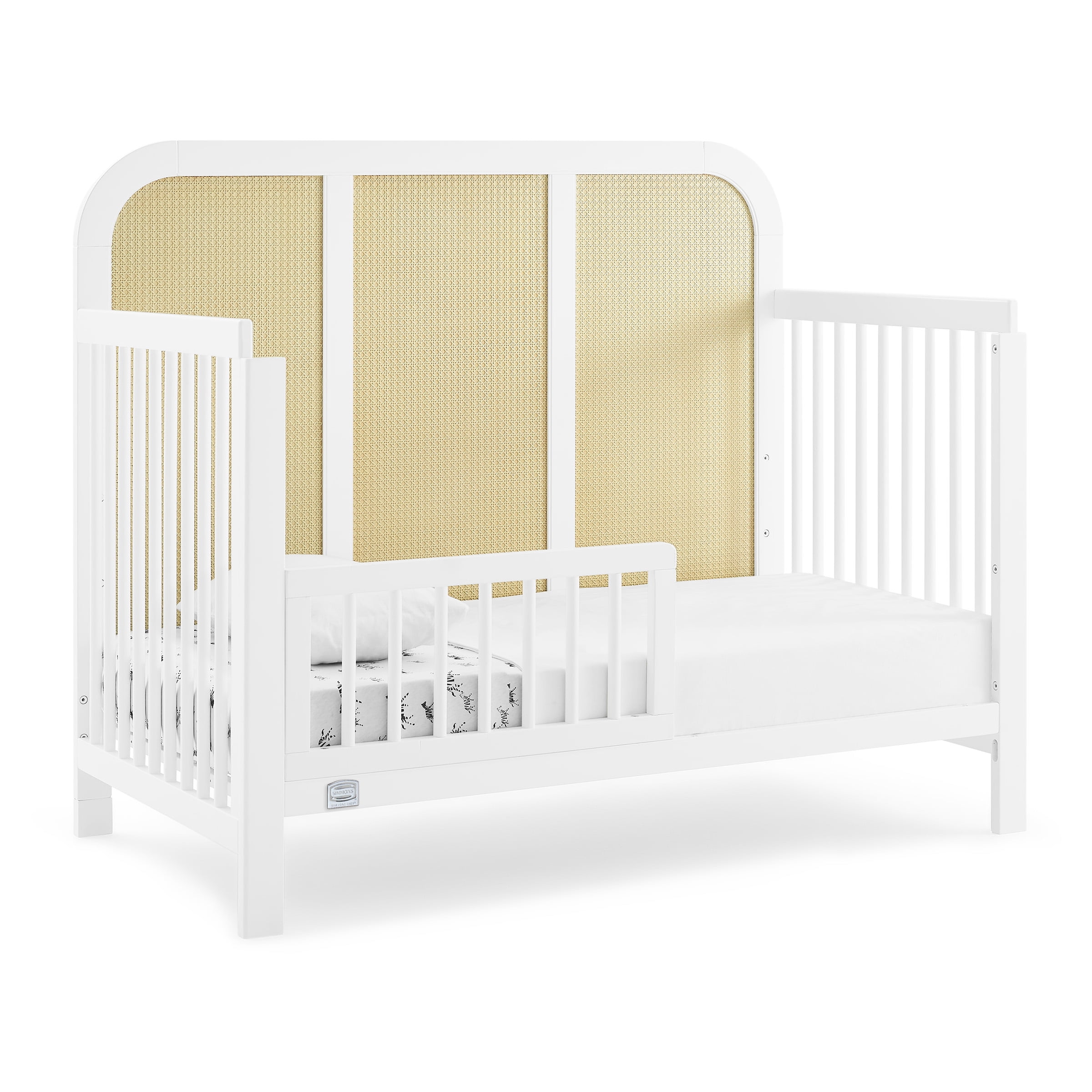 Simmons Kids Theo 6-in-1 Convertible Crib - Greenguard Gold Certified, Bianca White/Textured Almond