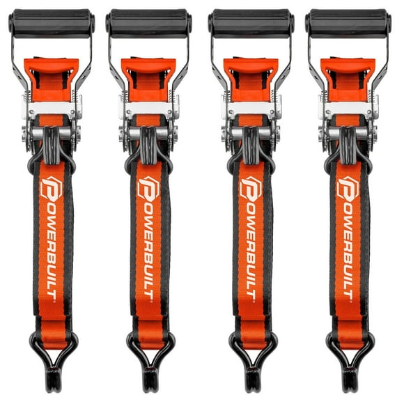 Powerbuilt Ratchet Tie Downs, 1.5" x 16' (4 Piece Set)