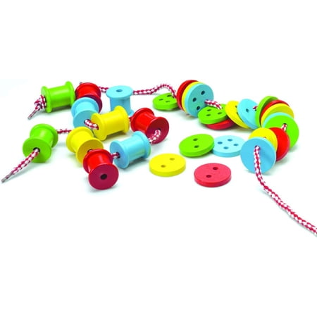 The Original Toy Company Solid Hardwood Threading Buttons & Spools ...