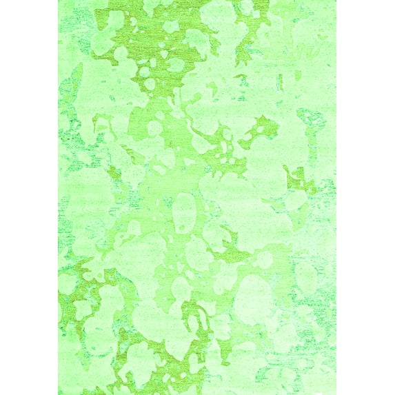 Ahgly Company Indoor Rectangle Abstract Green Contemporary Area Rugs, 2' x 3'