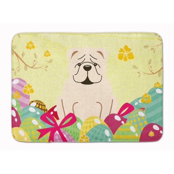Carolines Treasures BB6123RUG Easter Eggs English Bulldog White Machine Washable Memory Foam Mat 19 X 27" multicolor