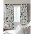 thumbnail image 2 of Blue Teal Botanical Blackout Curtains for Bedroom 45 Inch Length 2 Panels Set, Rustic Country Spring Floral Summer Leaf Thermal Energy Saving Window Treatment Curtains Blackout Drapes 52"x45", 2 of 8
